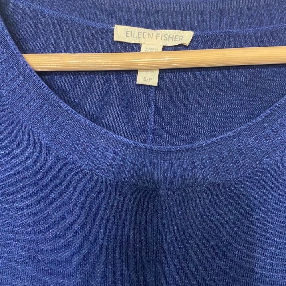 Eileen Fisher Womens Blue Viscose Blend Handkerchief Hem Tunic Sweater Size S - Picture 3 of 5